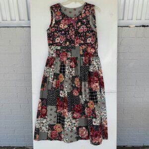 Vintage Handmade Floral Patchwork Dress Women's Medium